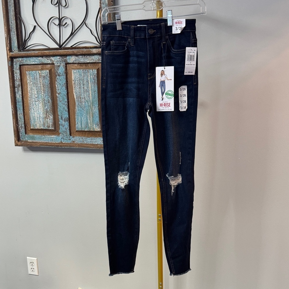 Celebrity Pink High-Rise Skinny The Spice Dark Blue Distressed Jeans NWT 3/26
